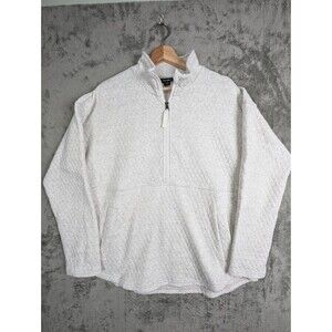 Eddie Bauer 1/2 Zip Quilted Sweatshirt Men's L White Pullover Mock Neck NWOT
